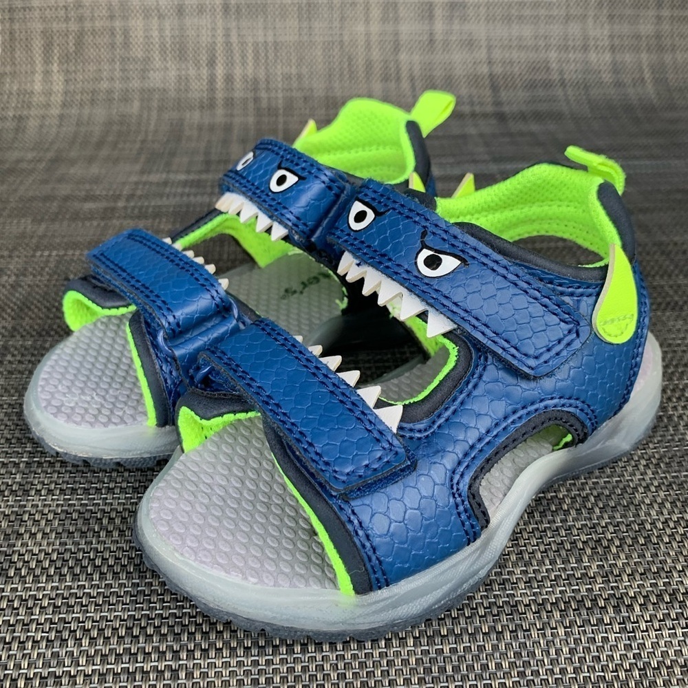 Carter's Cade Monster Blue/Green Light-Up Straps Sandals Shoes Toddler size 5